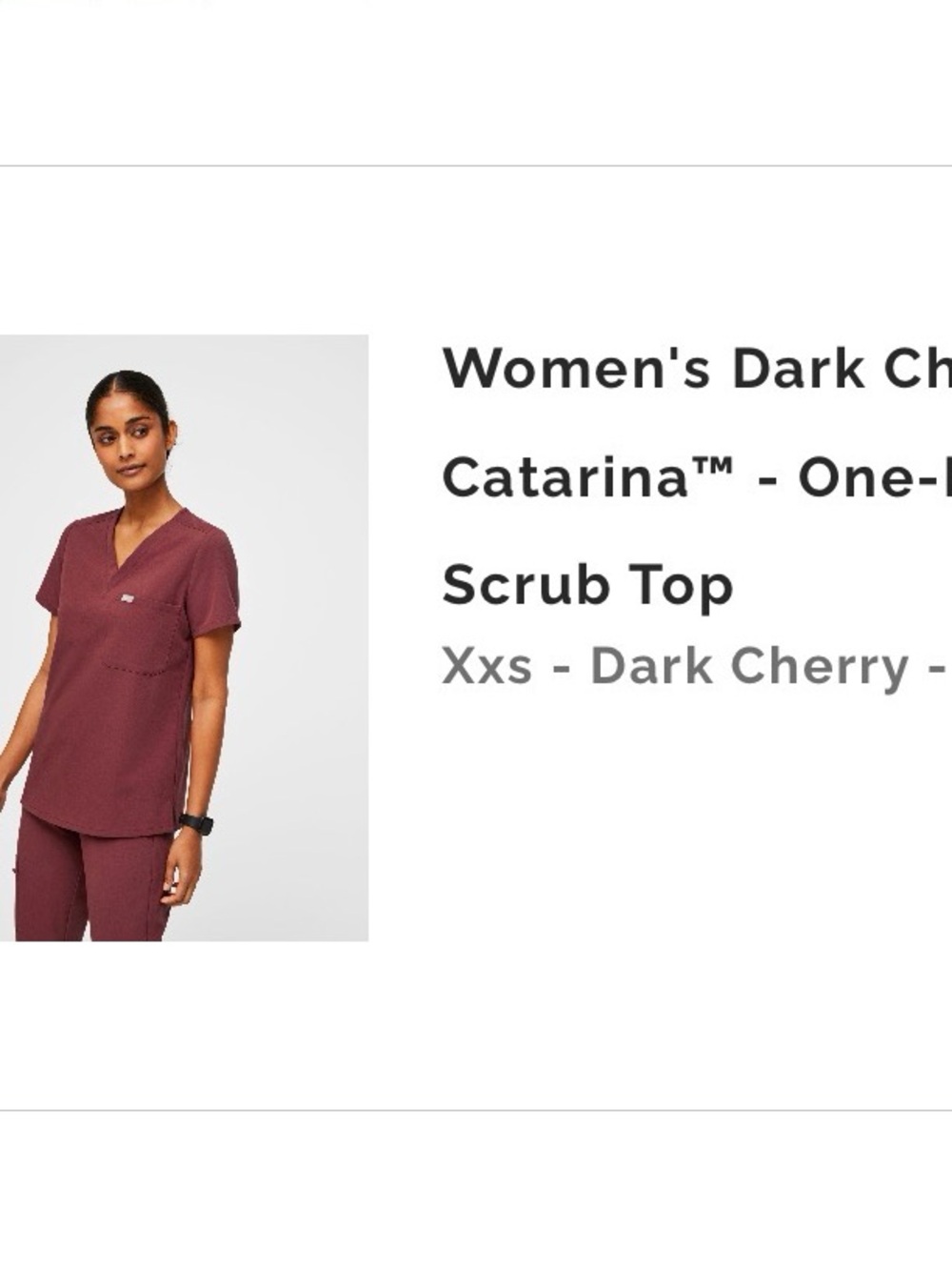 Figs One Scrub Top in Dark Cherry and Jogger Bottom SET